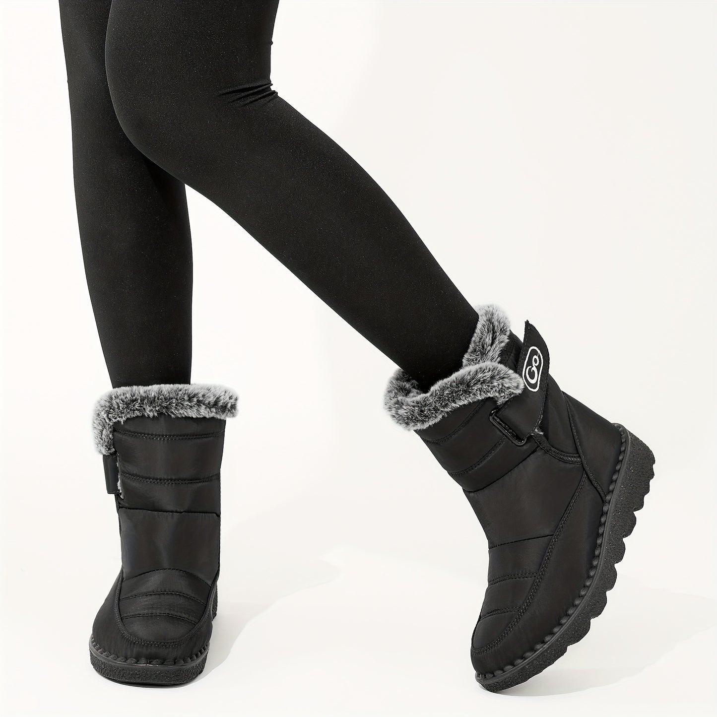 Women's Warm Solid Color Boots, Fashion Plush Lined Winter Boots, Women's Comfortable Boots