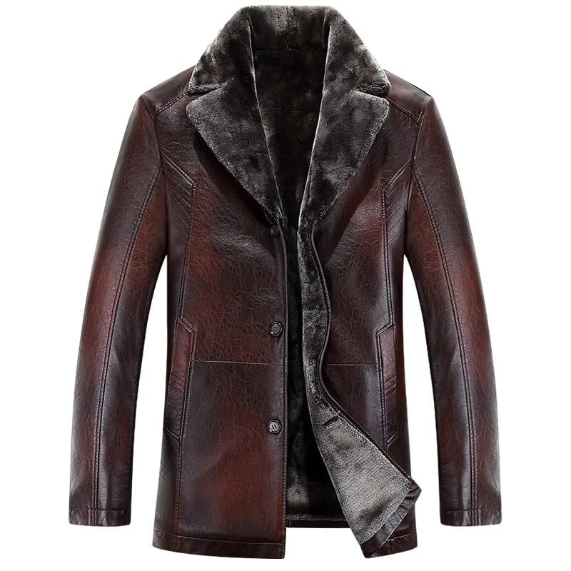 Men leather jackets New arrival Winter brand plus Velvet thick Warm Motorcycle Business Casual Mens Leather Jackets coats