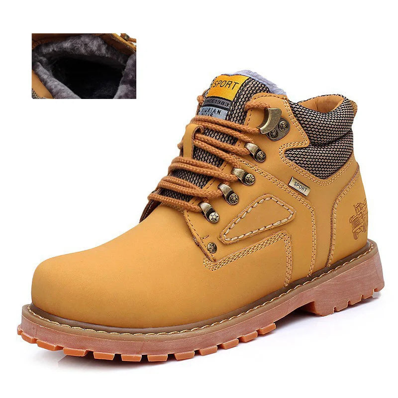 Genuine Leather Men Boots Casual Work Shoes Brown Luxury Brand Autumn Winter Handmade Fashion Male Ankle Boots Bot