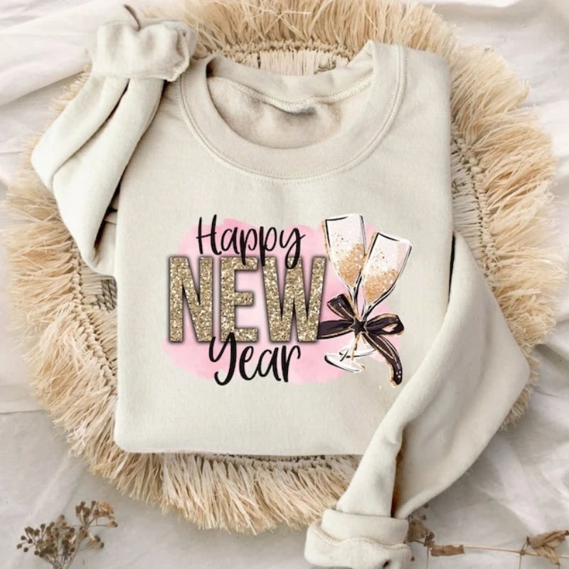 Christmas Sweater Cheers To The 2026 Happy New Year Sweatshirt Casual Street Fashion Comfortable Long Sleeve Autumn and Winter