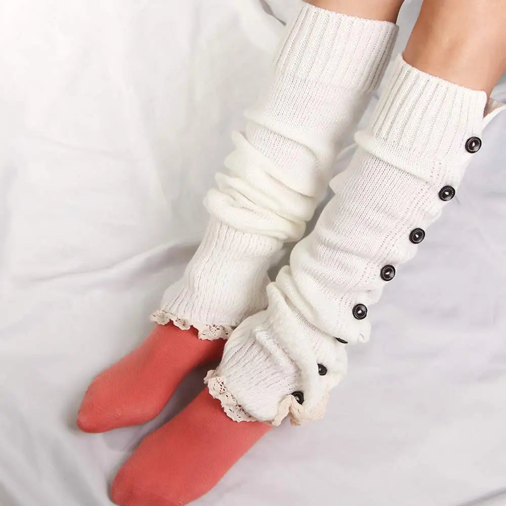 Winter Sweet Lolita Autumn Wool Ball Knitted Leg Warmers Leg Warm Socks Foot Cover Knee Cover