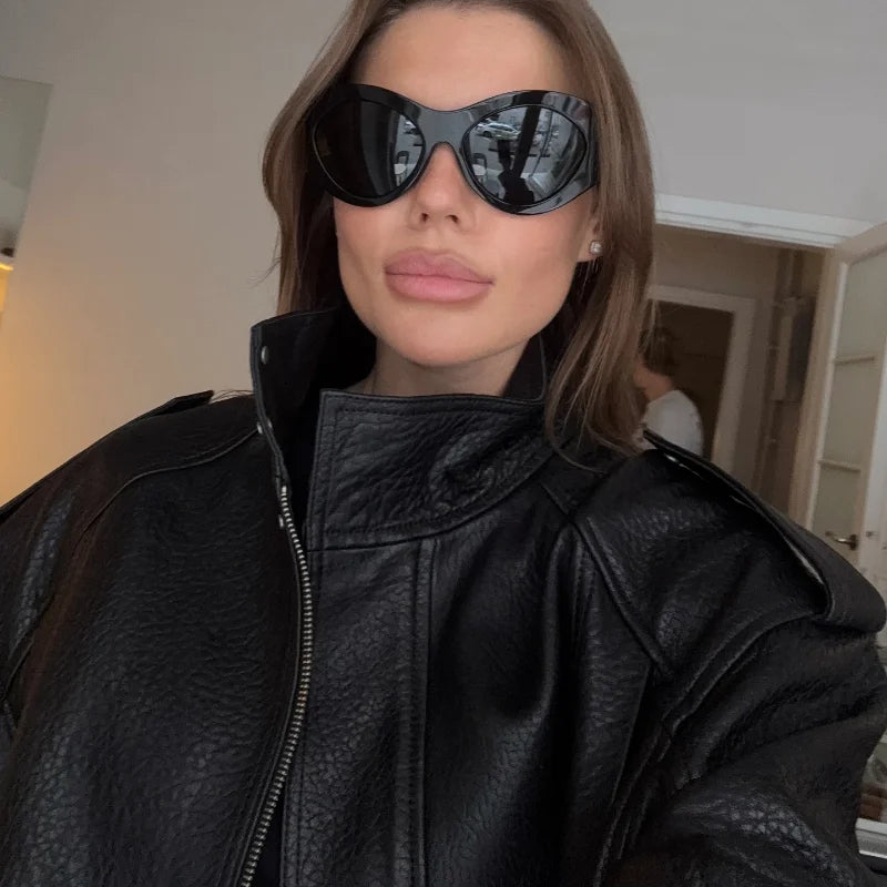 Chic Fashion Pu Leather Jackets Loose Female Short Outerwear Trend Casual High-quality Coats Vintage Motorcycle Fall Street Wear