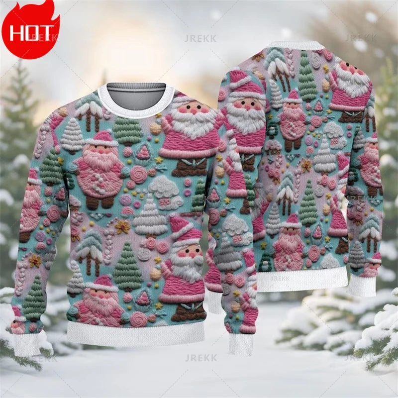 Merry Christmas 3D Printed Sweatshirts Santa Claus Graphic Christmas Sweater Men Fashion Ugly Christmas Sweater New In Sweaters