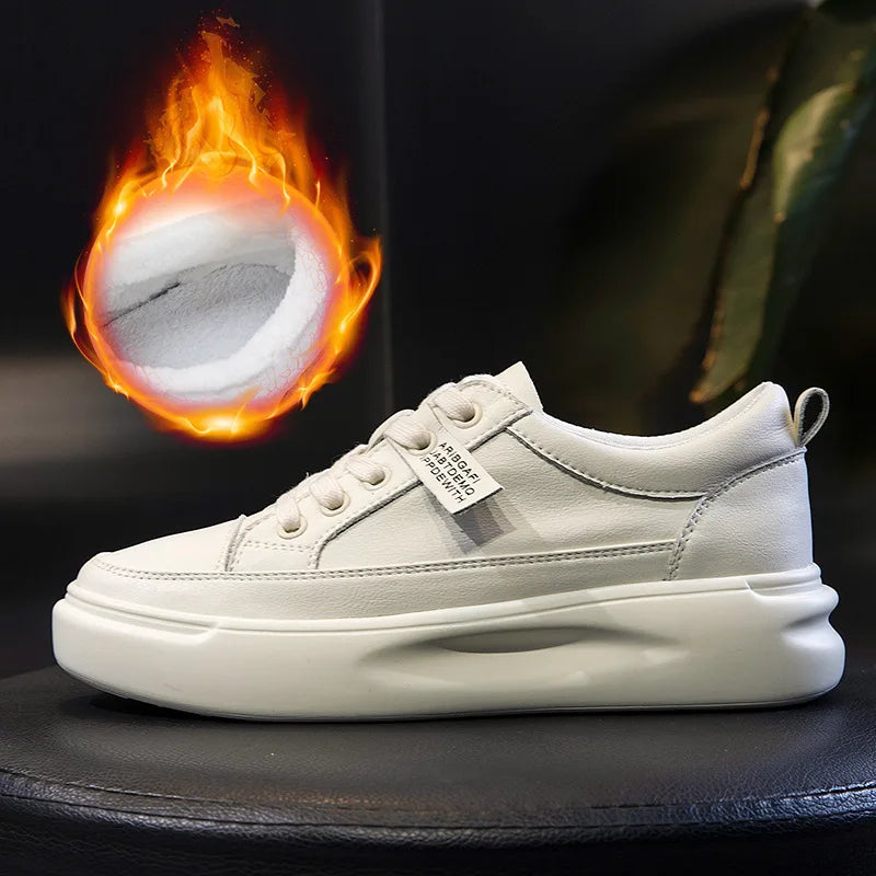 Leather sneakers 2025 Autumn/winter New Single Shoe Thick Soled Women's Shoes Flat Soled Shoes Casual Shoe Women's Board Shoes