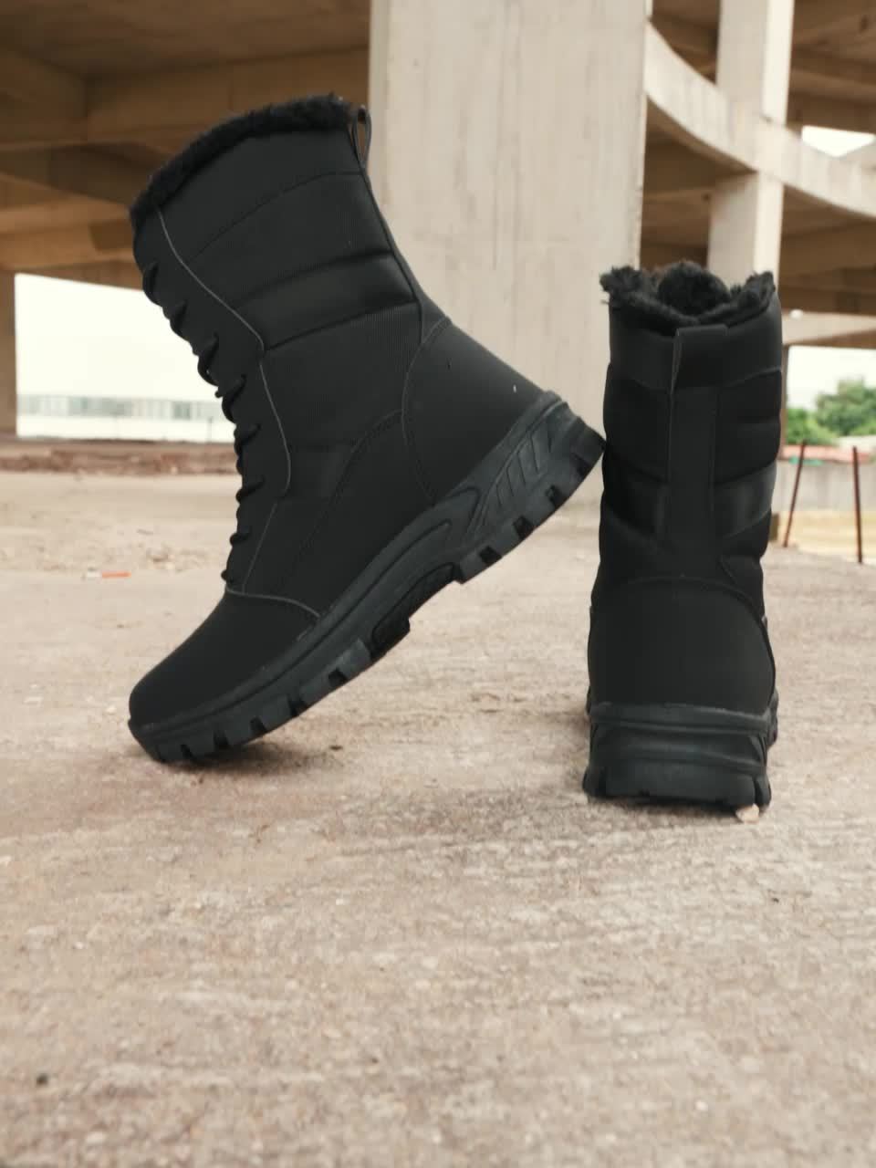 Men's High-Top Fleece-Lined Winter Boots - Breathable, Warm Casual Running Shoes for Outdoor & Hiking, Hiking Gear