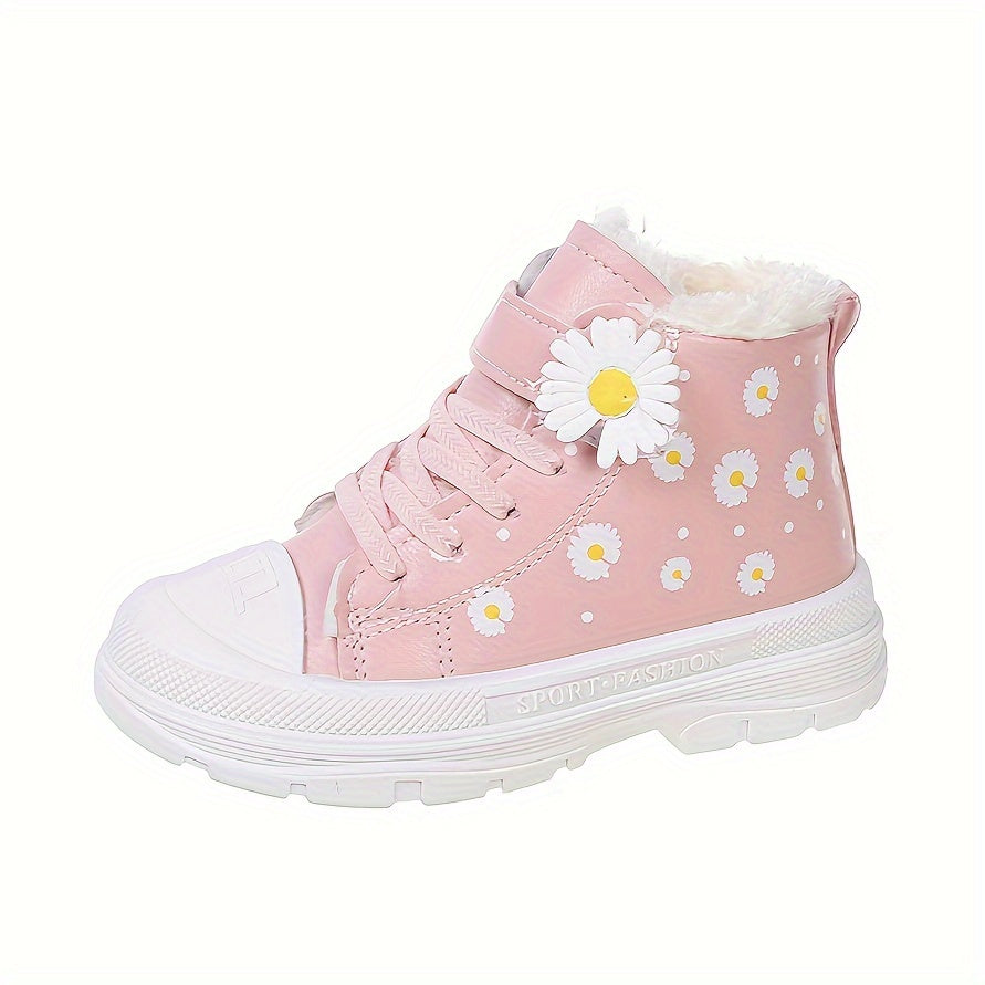 Cozy & Cute Girls' Winter Boots - Waterproof, Non-Slip, Warm Fleece Lining with Hook-and-loop Fastener Closure for Youngsters & Youngsters