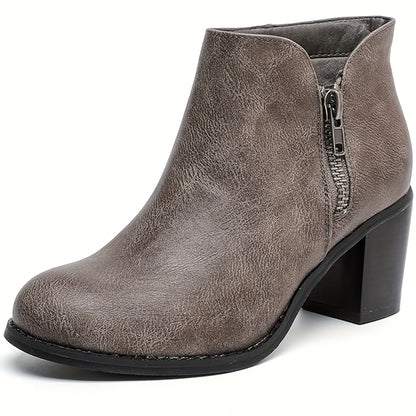 Stylish Wide Calf Ankle Boots for Women - Mid Heel, Extra Wide Fit, Comfortable Winter Boots with Soft Insoles and Durable Outsoles