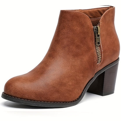 Stylish Wide Calf Ankle Boots for Women - Mid Heel, Extra Wide Fit, Comfortable Winter Boots with Soft Insoles and Durable Outsoles