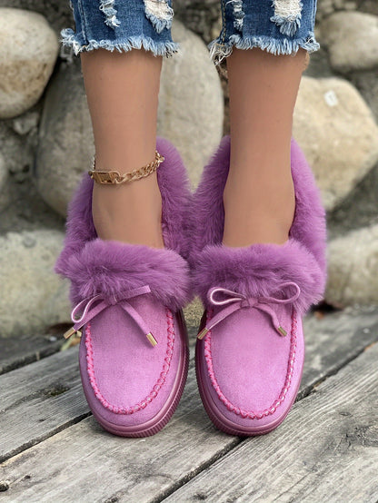 Cozy Fluffy Boots for Women - Soft Platform, Thermal Lining, Round Toe, Non-slip Sole, Warm and Comfortable Winter Boots with Soft Sole for Snowy Days - Perfect for Cold Weather