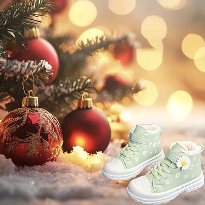 Cozy & Cute Girls' Winter Boots - Waterproof, Non-Slip, Warm Fleece Lining with Hook-and-loop Fastener Closure for Youngsters & Youngsters