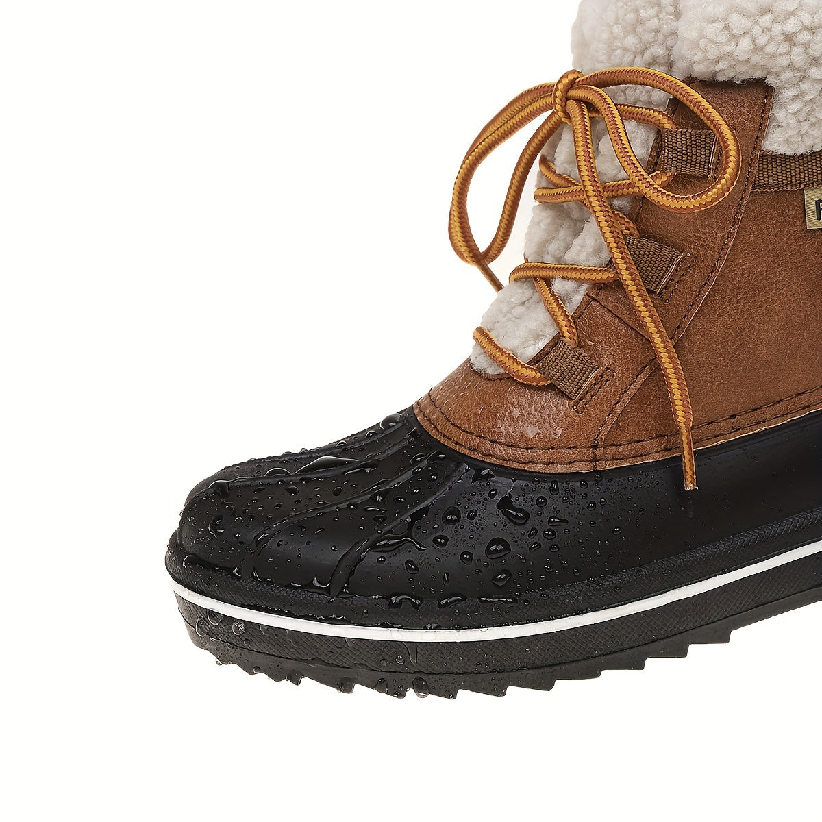 Women'S Winter Warm Snow Boots - PU Cover with Thick TPR Sole, Lace-Up Ankle Support & Plush Faux Lining, Black & Brown Design for Cold Weather Traction & Comfort, Winter Boots, Cold Weather Footwear, Sleek Boot Design, Durab