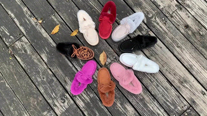 1PC Fleece Lined Snow Boots for Women, Short Flat and Warm Winter Boots with Smooth Color Laces