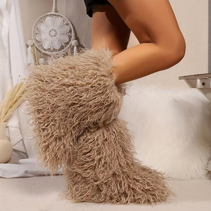 Women's Solid Color Snow Boots, Fashion Slip On Winter Boots, Women's Comfortable Boots