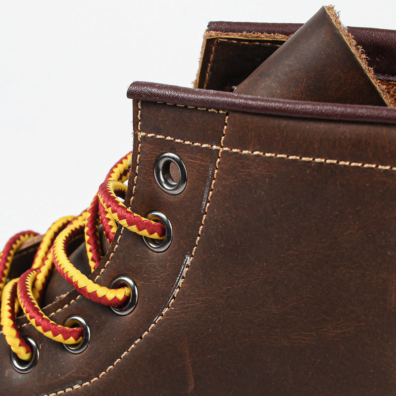 Genuine Leather Men's Boots Vintage Tooling Boots Man Short Boot Rhubarb Boots Men's High Top Men's Shoes Leather