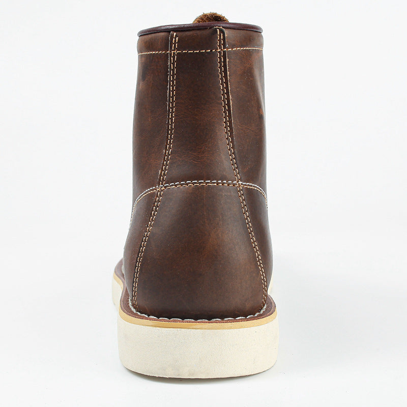 Genuine Leather Men's Boots Vintage Tooling Boots Man Short Boot Rhubarb Boots Men's High Top Men's Shoes Leather