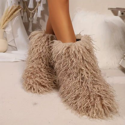 Women's Solid Color Snow Boots, Fashion Slip On Winter Boots, Women's Comfortable Boots