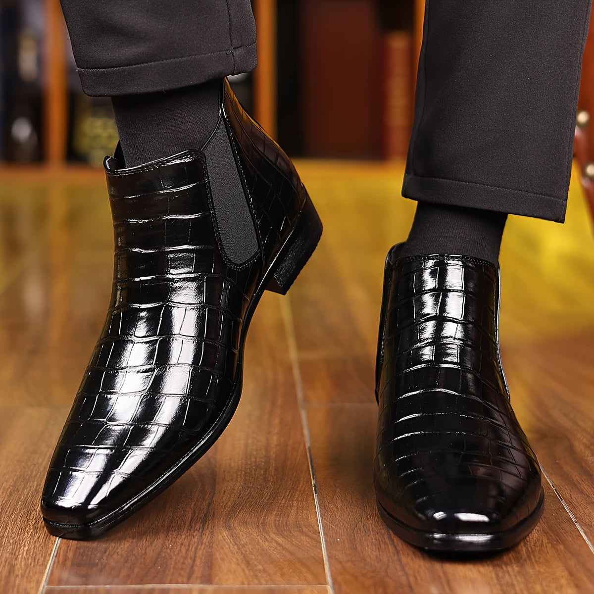 New Chelsea Boots Men's PU-Leather Men's Autumn And Winter Boots Mid-Top Boots