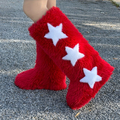 2024 Stylish Plush Women's Snow Boots - Fashion High Heel Winter Boots with Soft Faux Fur Lining and Anti-Slip Sole - Perfect for Cold Weather and Outdoor Activities