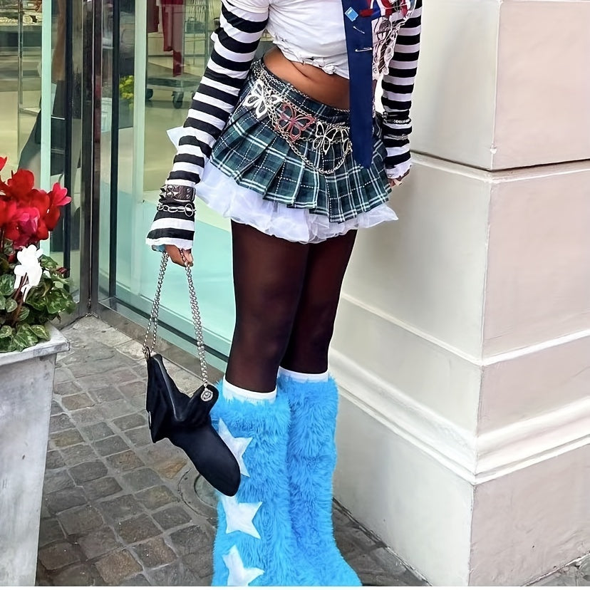 2024 Stylish Plush Women's Snow Boots - Fashion High Heel Winter Boots with Soft Faux Fur Lining and Anti-Slip Sole - Perfect for Cold Weather and Outdoor Activities