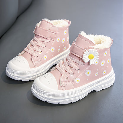 Cozy & Cute Girls' Winter Boots - Waterproof, Non-Slip, Warm Fleece Lining with Hook-and-loop Fastener Closure for Youngsters & Youngsters