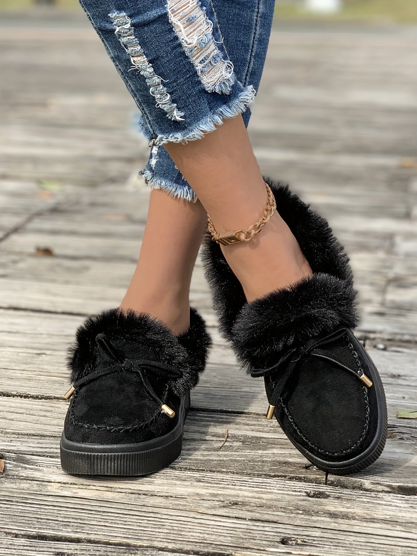 Cozy Fluffy Boots for Women - Soft Platform, Thermal Lining, Round Toe, Non-slip Sole, Warm and Comfortable Winter Boots with Soft Sole for Snowy Days - Perfect for Cold Weather