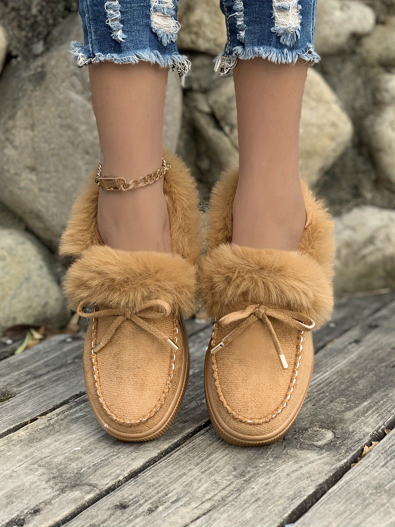 Cozy Fluffy Boots for Women - Soft Platform, Thermal Lining, Round Toe, Non-slip Sole, Warm and Comfortable Winter Boots with Soft Sole for Snowy Days - Perfect for Cold Weather