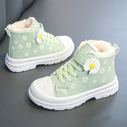 Cozy & Cute Girls' Winter Boots - Waterproof, Non-Slip, Warm Fleece Lining with Hook-and-loop Fastener Closure for Youngsters & Youngsters