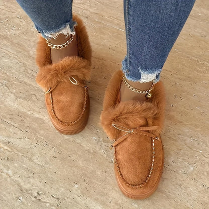Cozy Fluffy Boots for Women - Soft Platform, Thermal Lining, Round Toe, Non-slip Sole, Warm and Comfortable Winter Boots with Soft Sole for Snowy Days - Perfect for Cold Weather