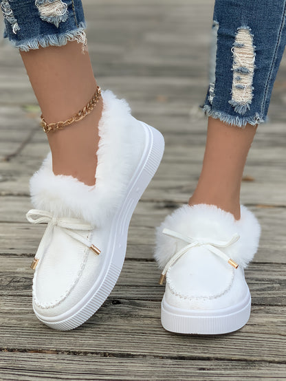 Cozy Fluffy Boots for Women - Soft Platform, Thermal Lining, Round Toe, Non-slip Sole, Warm and Comfortable Winter Boots with Soft Sole for Snowy Days - Perfect for Cold Weather