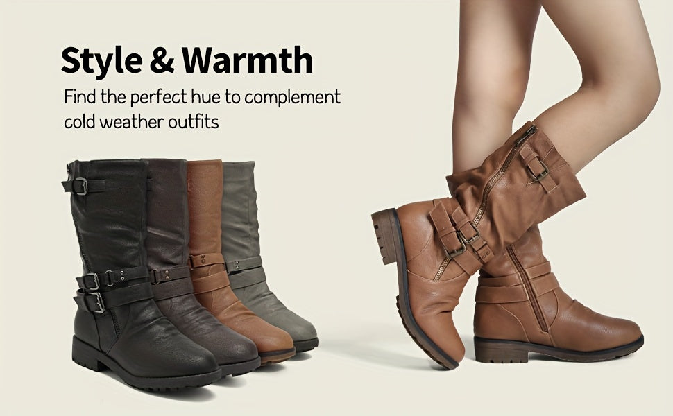 DREAM PAIRS KIDS Girls Fashion Comfortable Buckle Zipper Knee High Winter Boots