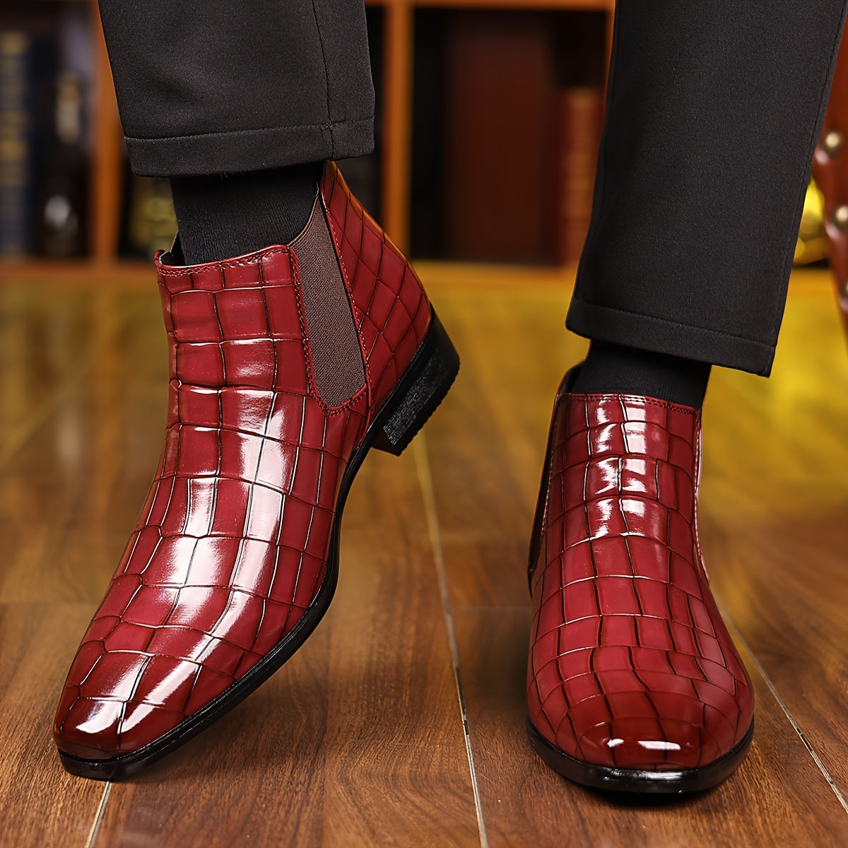 New Chelsea Boots Men's PU-Leather Men's Autumn And Winter Boots Mid-Top Boots