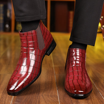 New Chelsea Boots Men's PU-Leather Men's Autumn And Winter Boots Mid-Top Boots