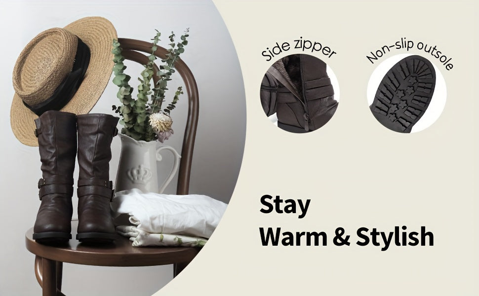 DREAM PAIRS KIDS Girls Fashion Comfortable Buckle Zipper Knee High Winter Boots