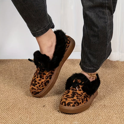 1PC Fleece Lined Snow Boots for Women, Short Flat and Warm Winter Boots with Smooth Color Laces