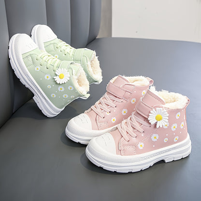 Cozy & Cute Girls' Winter Boots - Waterproof, Non-Slip, Warm Fleece Lining with Hook-and-loop Fastener Closure for Youngsters & Youngsters