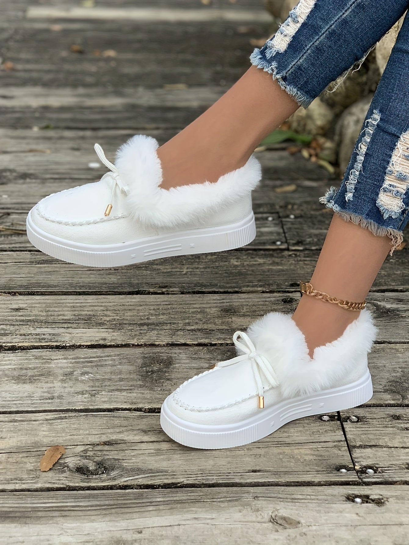 Cozy Fluffy Boots for Women - Soft Platform, Thermal Lining, Round Toe, Non-slip Sole, Warm and Comfortable Winter Boots with Soft Sole for Snowy Days - Perfect for Cold Weather