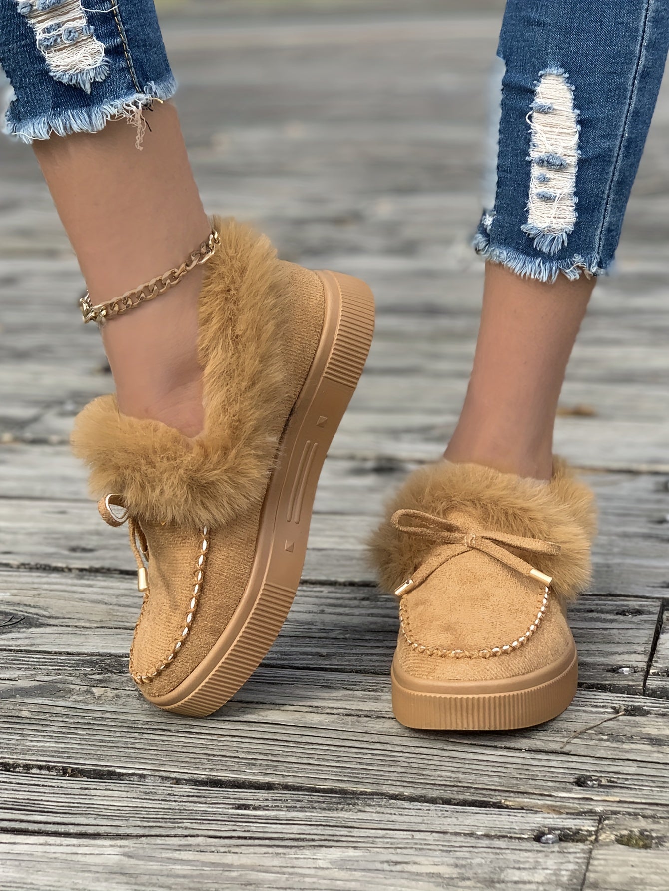 Cozy Fluffy Boots for Women - Soft Platform, Thermal Lining, Round Toe, Non-slip Sole, Warm and Comfortable Winter Boots with Soft Sole for Snowy Days - Perfect for Cold Weather
