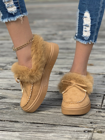 Cozy Fluffy Boots for Women - Soft Platform, Thermal Lining, Round Toe, Non-slip Sole, Warm and Comfortable Winter Boots with Soft Sole for Snowy Days - Perfect for Cold Weather