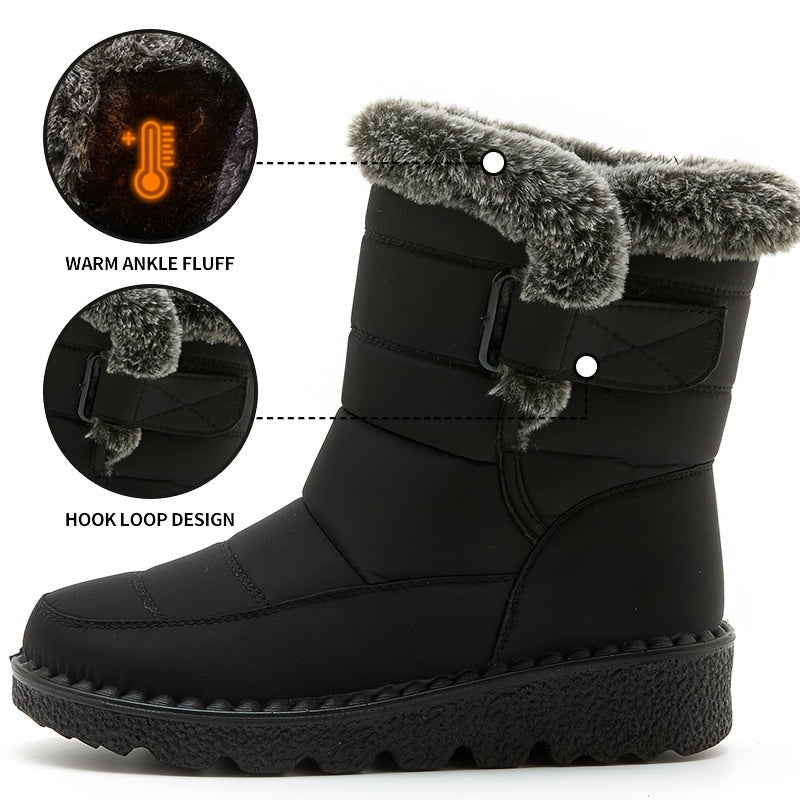 Cozy Mid Calf Snow Boots for Women - Soft Plush Lined, Comfortable, Warm, and Water-Resistant Winter Boots with Anti-Slip Sole and Easy Pull-On Design - Perfect for Casual Outdoor Activities