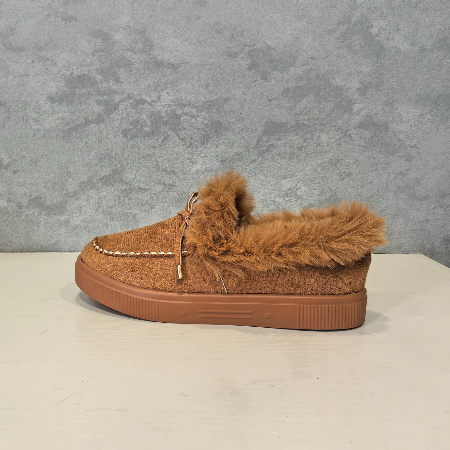 1PC Fleece Lined Snow Boots for Women, Short Flat and Warm Winter Boots with Smooth Color Laces