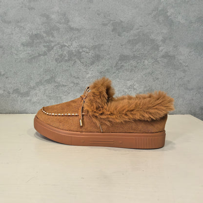 1PC Fleece Lined Snow Boots for Women, Short Flat and Warm Winter Boots with Smooth Color Laces