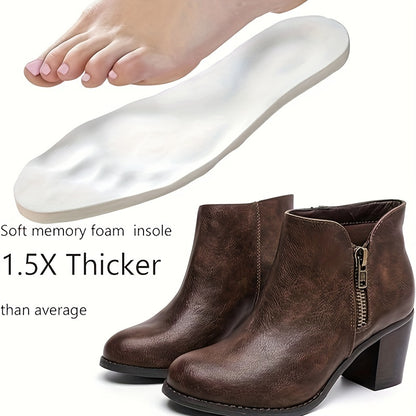 Stylish Wide Calf Ankle Boots for Women - Mid Heel, Extra Wide Fit, Comfortable Winter Boots with Soft Insoles and Durable Outsoles