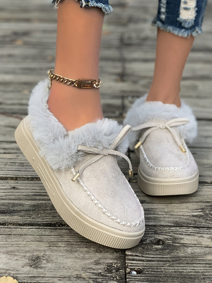 Cozy Fluffy Boots for Women - Soft Platform, Thermal Lining, Round Toe, Non-slip Sole, Warm and Comfortable Winter Boots with Soft Sole for Snowy Days - Perfect for Cold Weather