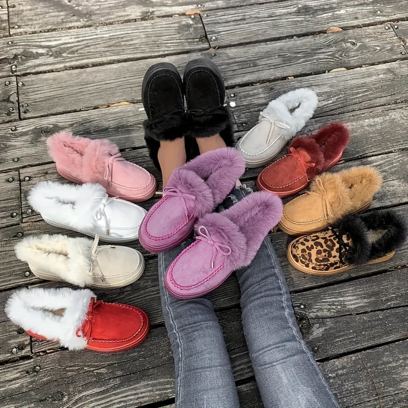Cozy Fluffy Boots for Women - Soft Platform, Thermal Lining, Round Toe, Non-slip Sole, Warm and Comfortable Winter Boots with Soft Sole for Snowy Days - Perfect for Cold Weather