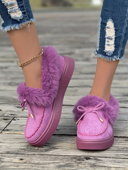Cozy Fluffy Boots for Women - Soft Platform, Thermal Lining, Round Toe, Non-slip Sole, Warm and Comfortable Winter Boots with Soft Sole for Snowy Days - Perfect for Cold Weather