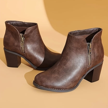 Stylish Wide Calf Ankle Boots for Women - Mid Heel, Extra Wide Fit, Comfortable Winter Boots with Soft Insoles and Durable Outsoles