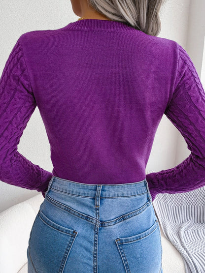 Women'S Long Sleeve Hollow Sweater | High Stretch Fabric, Crew Neck, Sexy Slim Fit, Autumn/Winter