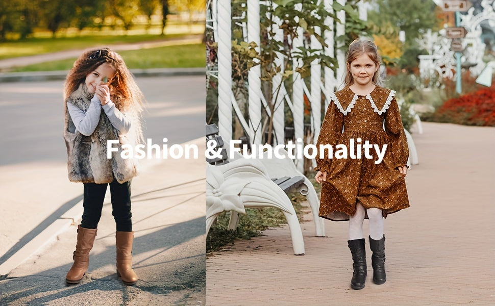 DREAM PAIRS KIDS Girls Fashion Comfortable Buckle Zipper Knee High Winter Boots