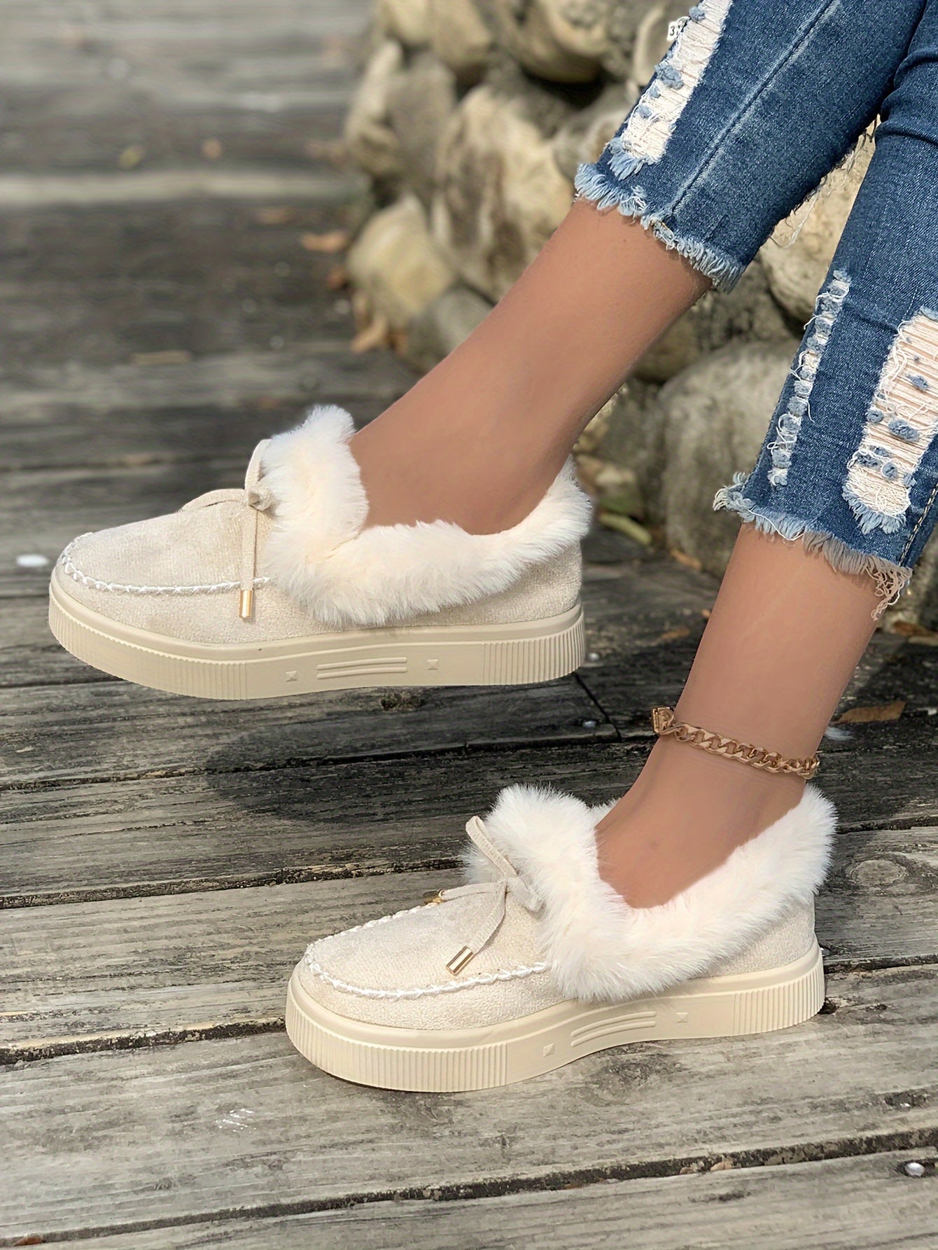 Cozy Fluffy Boots for Women - Soft Platform, Thermal Lining, Round Toe, Non-slip Sole, Warm and Comfortable Winter Boots with Soft Sole for Snowy Days - Perfect for Cold Weather