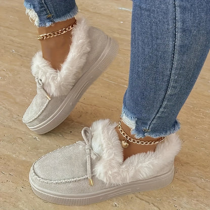 Cozy Fluffy Boots for Women - Soft Platform, Thermal Lining, Round Toe, Non-slip Sole, Warm and Comfortable Winter Boots with Soft Sole for Snowy Days - Perfect for Cold Weather